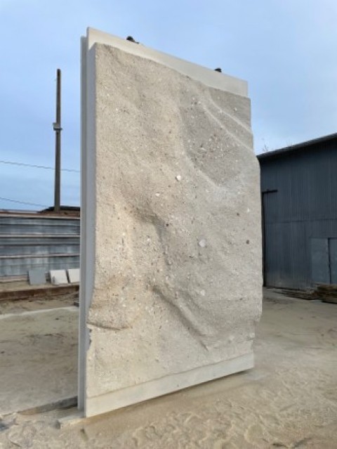 Béton beige à base de coquilles Saint-Jacques recyclées