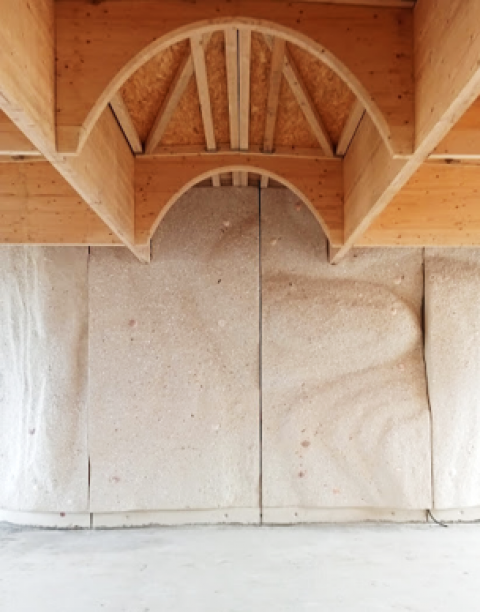 Béton beige à base de coquilles Saint-Jacques recyclées